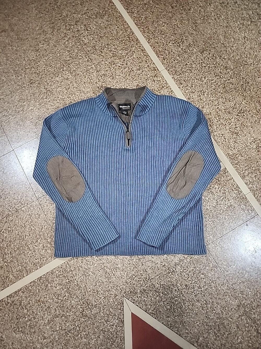 Guide Series XL Ribbed Pullover 1/4 Zip Sweater Elbow Patches Crew Neck Stretch